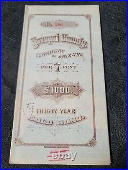 Yavapai County 1886 Railroad Bond Arizona Territory $1000 30 Year Gold Homer Lee