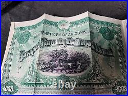 Yavapai County 1886 Railroad Bond Arizona Territory $1000 30 Year Gold Homer Lee