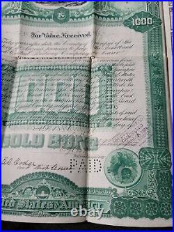 Yavapai County 1886 Railroad Bond Arizona Territory $1000 30 Year Gold Homer Lee