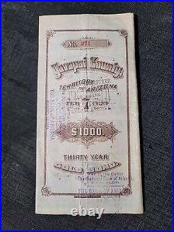 Yavapai County 1886 Railroad Bond Arizona Territory $1000 30 Year Gold Homer Lee