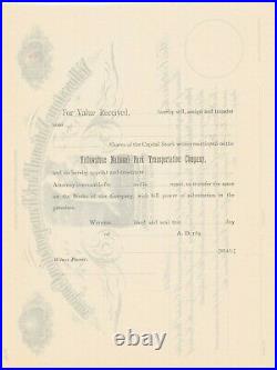 Yellowstone National Park Transportation Company Stock Certificate Old Faithful
